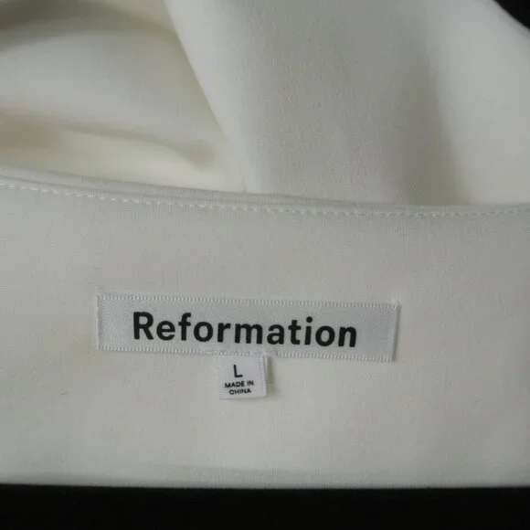 NEW Reformation Mikol Knit Stretch Midi-Dress in Ivory size L #1531 - Picture 7 of 9